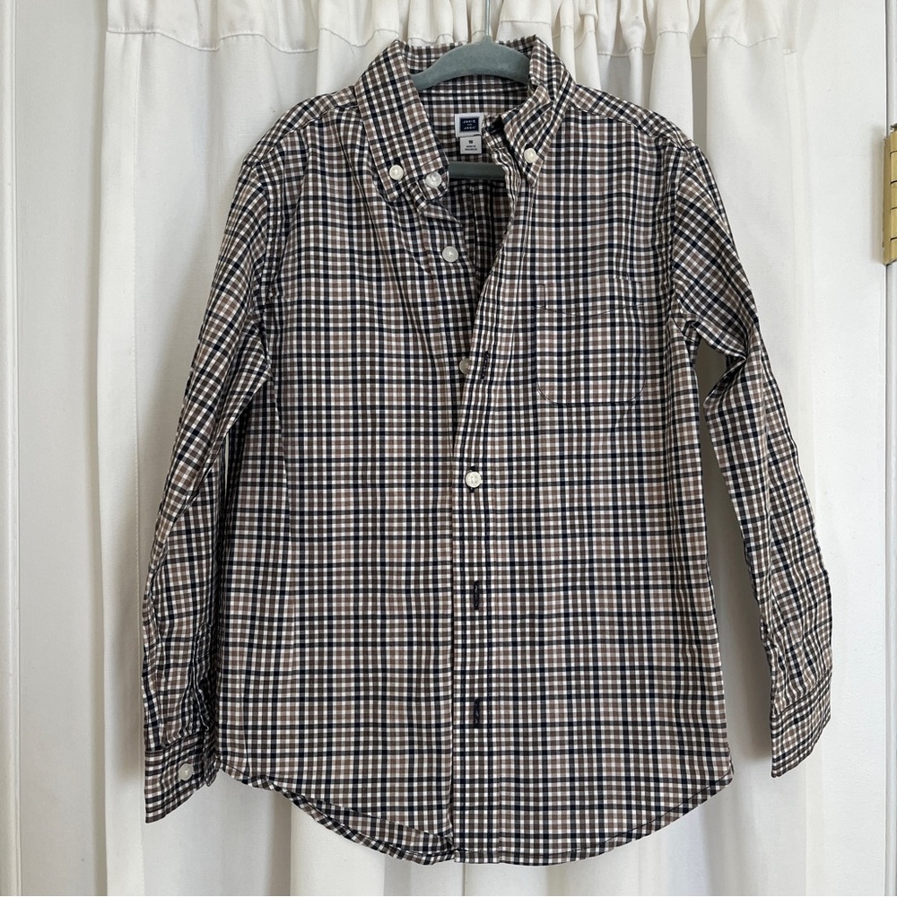 janie and jack brown plaid boys button up dress shirt new